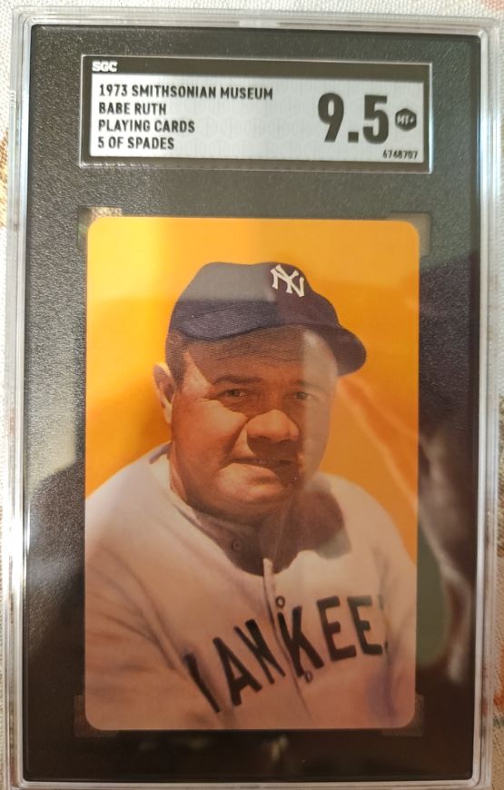 1973 Smithsonian Museum Babe Ruth Playing Cards 5 of Spades — front