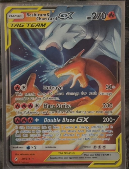 2019 Pokémon TCG Unbroken Bonds #20 Reshiram & Charizard GX — front