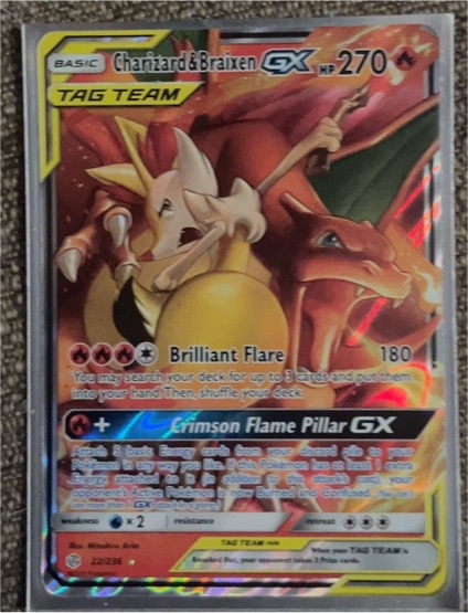 2019 Pokémon Sun & Moon Cosmic Eclipse #22 Charizard & Braixen GX — front