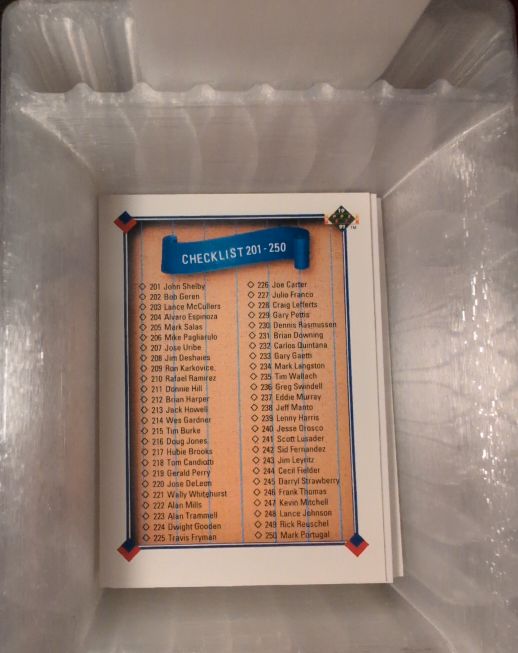1991 Upper Deck Baseball Checklist #201-250 — front