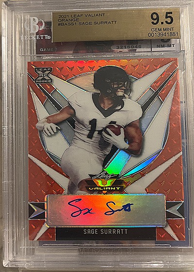 2021 Leaf Valiant Orange #BASS1 Sage Surratt — front