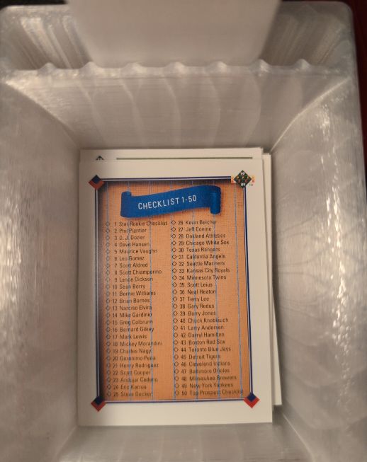 1991 Upper Deck #1-50 Baseball Checklist — front