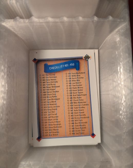 1991 Upper Deck Baseball Checklist #401-450 — front