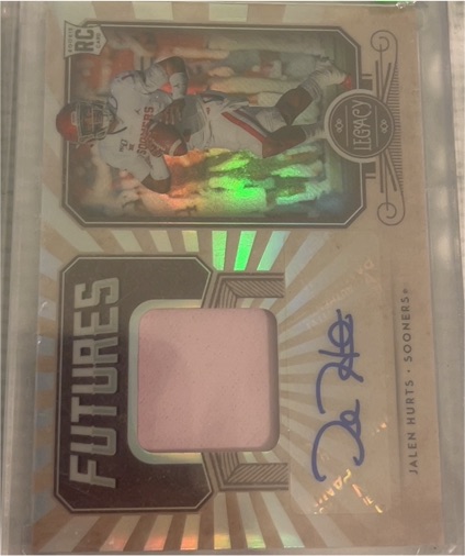 2020 Panini Legacy Futures Patch Autographs #FP-JH Jalen Hurts — front