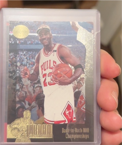 1995-96 Upper Deck SP Championship #JC22 Michael Jordan The Jordan Collection Back-to-Back NBA Championships — front
