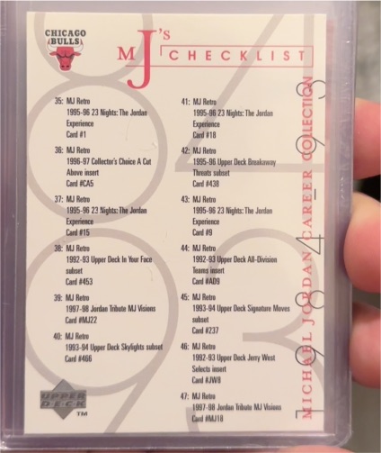 1998 Upper Deck Michael Jordan Career Collection #60 Checklist — front