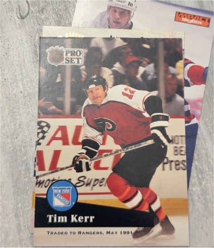 1991 Pro Set Tim Kerr Traded to Rangers — front