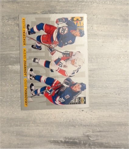 1993 Upper Deck #5 Keith Tkachuk Alexei Zhamnov Oleg Tverdovsky — front