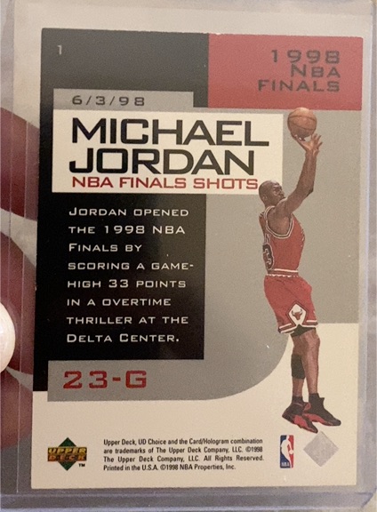 1998 Upper Deck NBA Finals Shots #1 Michael Jordan — front