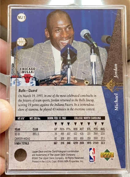 1995 Upper Deck #MJ1 Michael Jordan — front