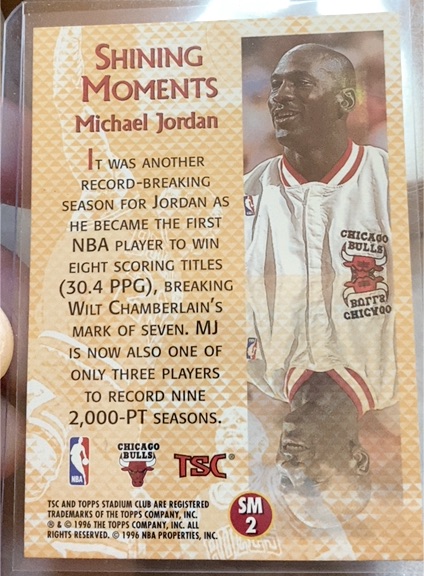 1996 Topps Stadium Club Shining Moments #SM2 Michael Jordan — front