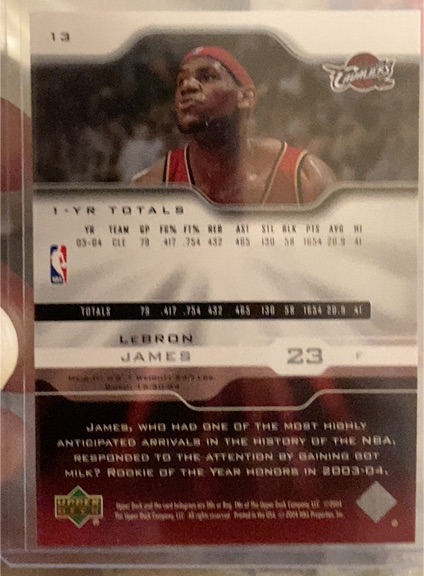 2003 Upper Deck LeBron James #13 — front