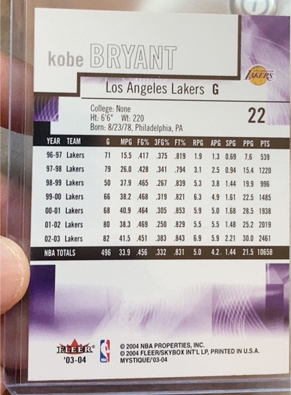 2003-04 Fleer Mystique #22 Kobe Bryant — front