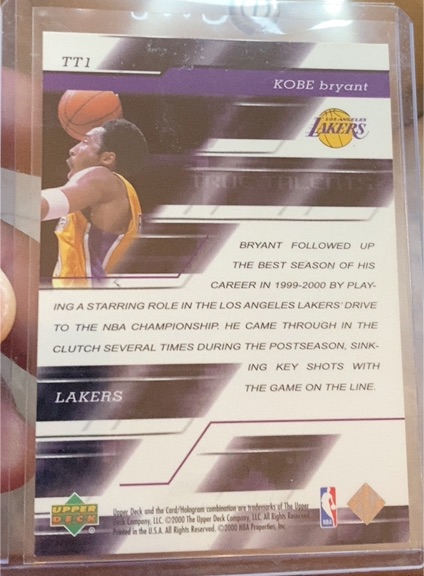 2000 Upper Deck #TT1 Kobe Bryant — front