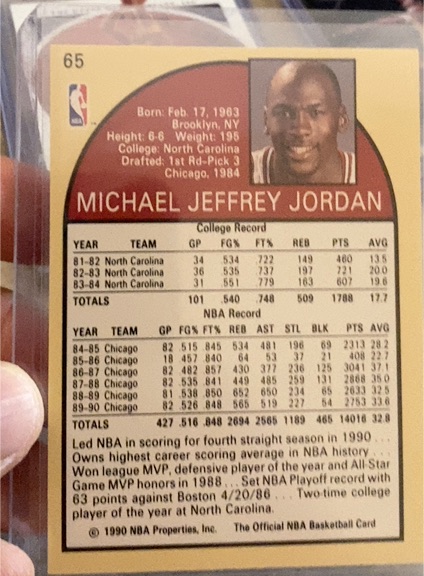 1990 NBA #65 Michael Jeffrey Jordan — front