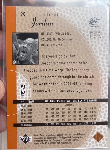 2002 Upper Deck Inspirations #90 Michael Jordan — front