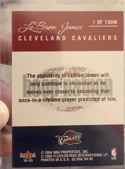 2004 Fleer Ultra #1 LeBron James Cleveland Cavaliers — front