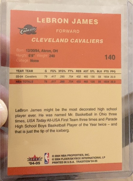 2004 Fleer #140 LeBron James — front