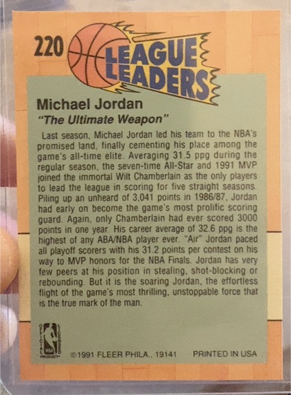 1991 Fleer #220 Michael Jordan — front