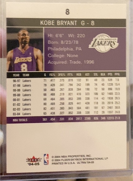 2004 Fleer #8 Kobe Bryant — front