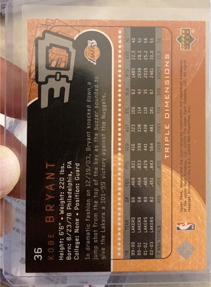2003 Upper Deck #36 Kobe Bryant — front