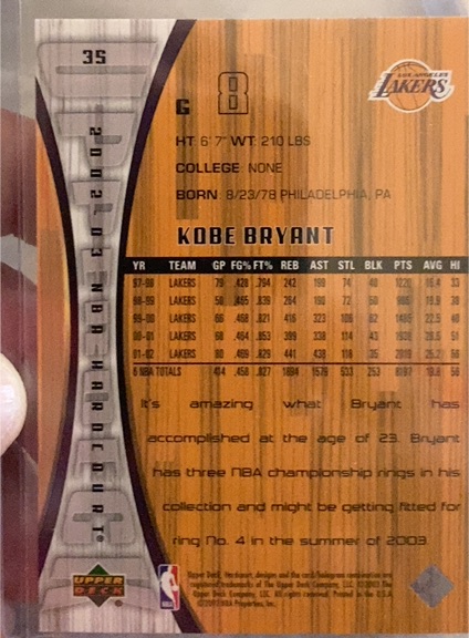 2002-03 Upper Deck #35 Kobe Bryant — front