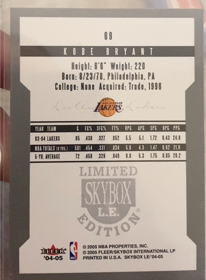 2004-05 Fleer Skybox Limited Edition #69 Kobe Bryant — front