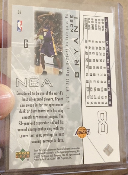 2001-02 Upper Deck SPx #38 Kobe Bryant — front
