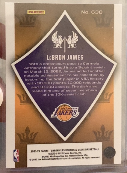 2021-22 Panini Chronicles Crusade #630 LeBron James — front