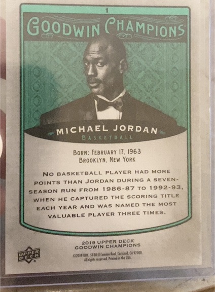 2019 Upper Deck Goodwin Champions #1 Michael Jordan — front