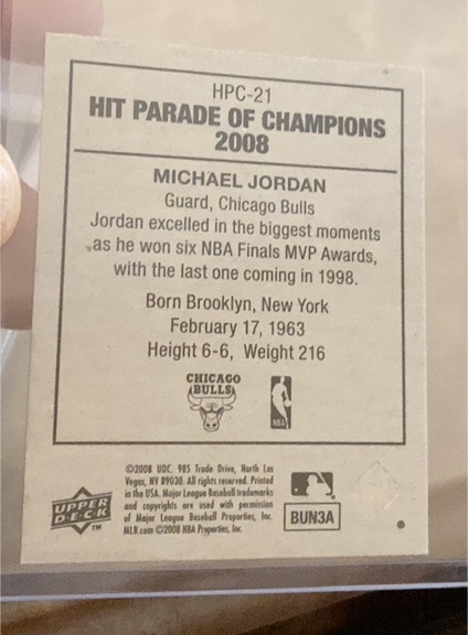 2008 Upper Deck Hit Parade of Champions #HPC-21 Michael Jordan — front