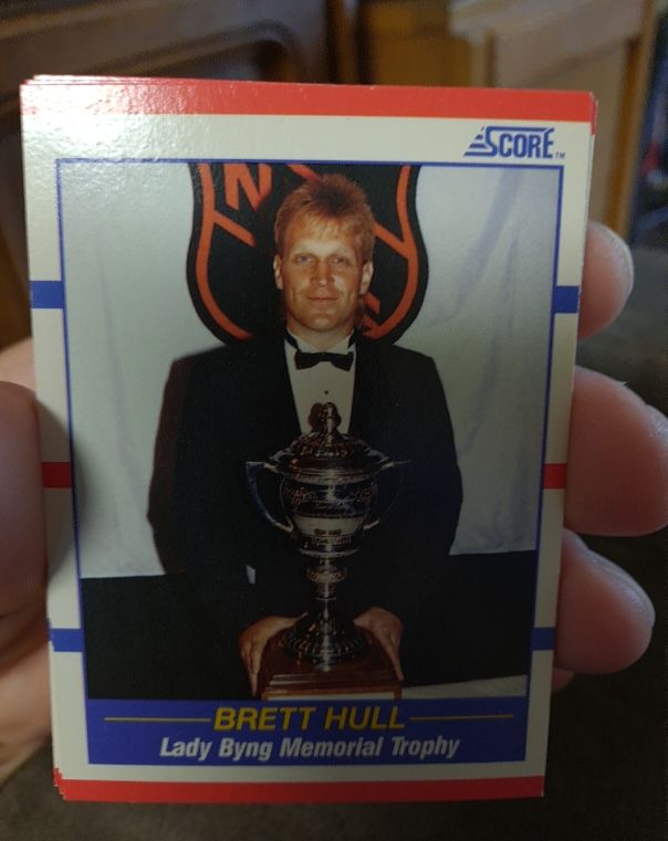 1990-91 Score #366 Brett Hull Lady Byng Memorial Trophy — front