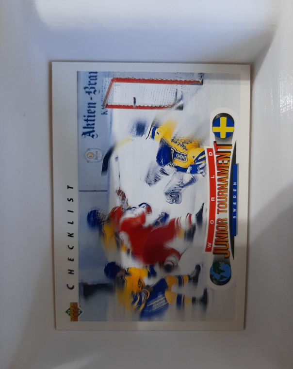 1992-93 Upper Deck #221 World Junior Championships Checklist Sweden — front