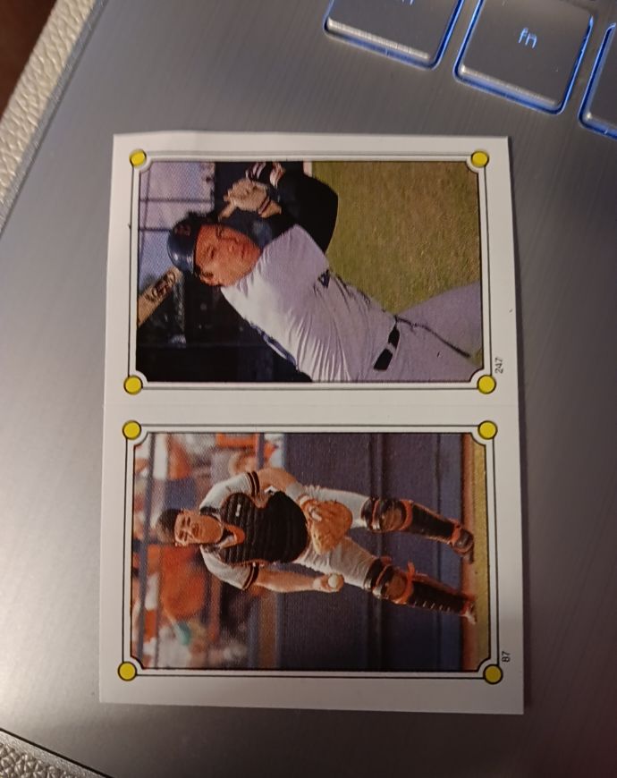 1987 Topps Stickers #87 Bob Brenly / Rich Gedman — front
