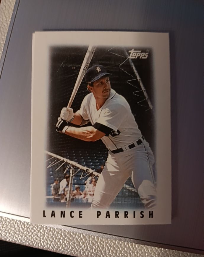1986 Topps League Leader Minis #15 Lance Parrish — front