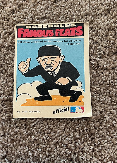 1972 Fleer Baseball's Famous Feats #31 Bill Klem — front