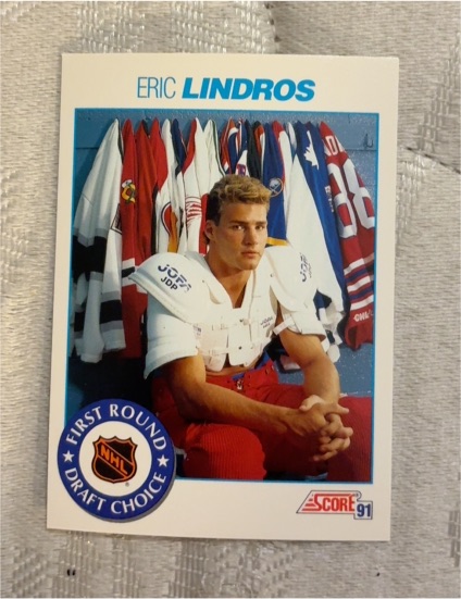 1991 Score #329 Eric Lindros First Round Draft Choice Rookie — front