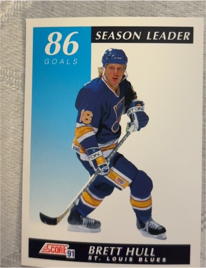 1991-92 Score #404 Brett Hull Season Leader — front