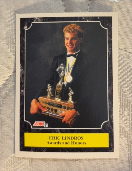 1991-92 Score #355 Eric Lindros Awards and Honors — front