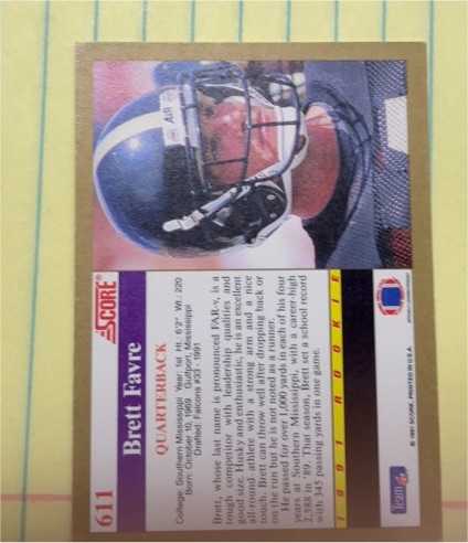 1991 Score #611 Brett Favre — front