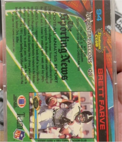 1991 Topps Stadium Club #94 Brett Favre — front