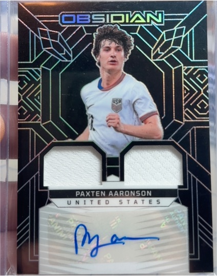 2024-25 Panini Obsidian Paxten Aaronson Dual Jersey Relic Auto — front