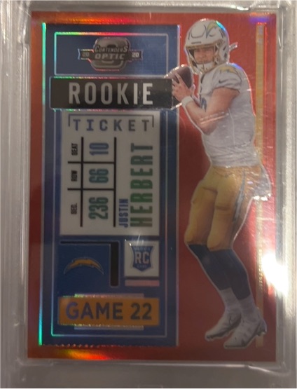 2020 Panini Contenders Optic Rookie Ticket #Justin Herbert — front