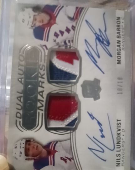 2021-22 Upper Deck The Cup Dual Auto Rookie Marks Nils Lundkvist & Morgan Barron #/18 — front