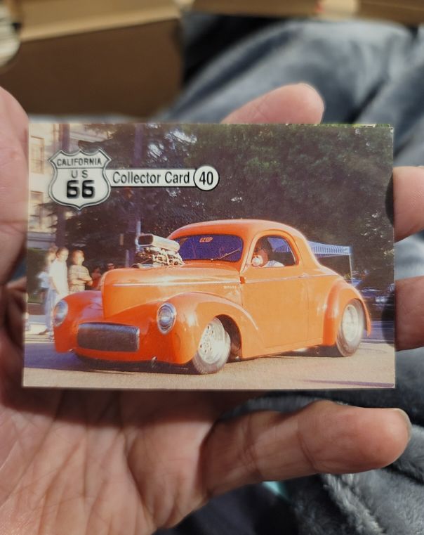 California US 66 Collector Card #40 Orange Hot Rod Car — front