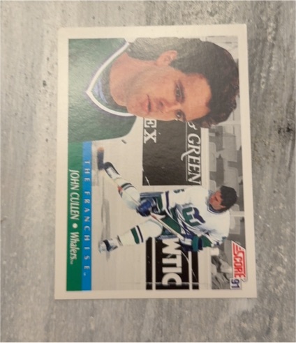 1991 Score #421 John Cullen Whalers — front