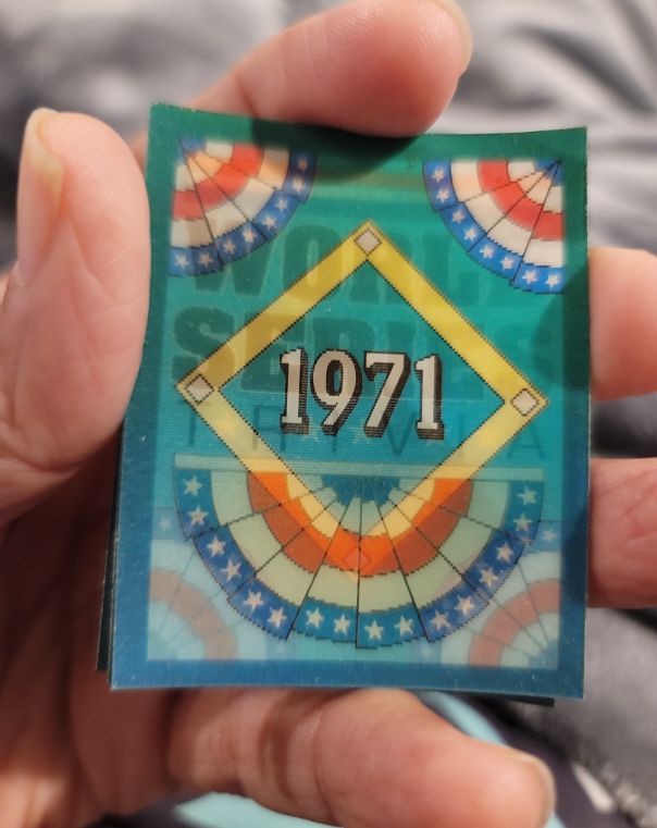 1991 Score Magic Motion World Series Trivia Card 1971 — front