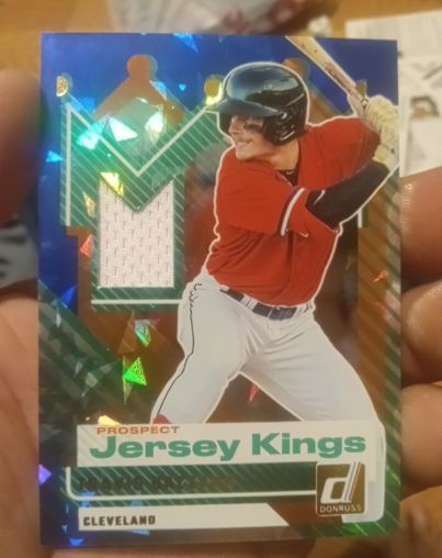 2025 Donruss #PJK-TB Travis Bazzana Prospect Jersey Kings Blue Ice — front