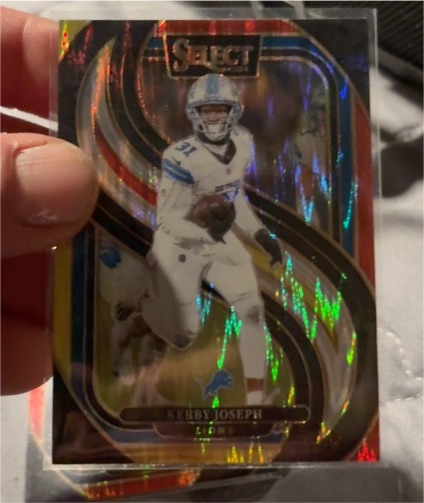 2024 Panini Select #177 Kerby Joseph - Red Blue Prizm Shock Premier — front