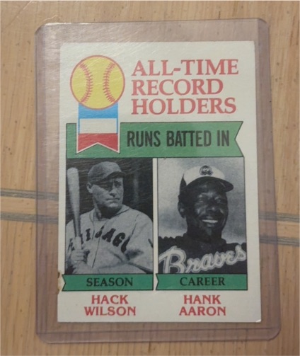 1979 Topps #412 All-Time Record Holders Runs Batted In Hack Wilson, Hank Aaron — front